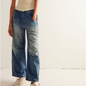 Free People We The Free Twin Flame Cropped Wide Leg Jeans in Mercury Retrograde